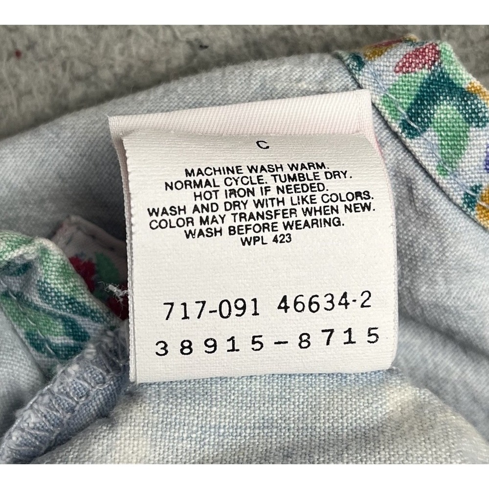 VTG 80's Levi's Denim Dress Girls Size 12M Logo Little Levi's Floral Pattern USA - Picture 14 of 15